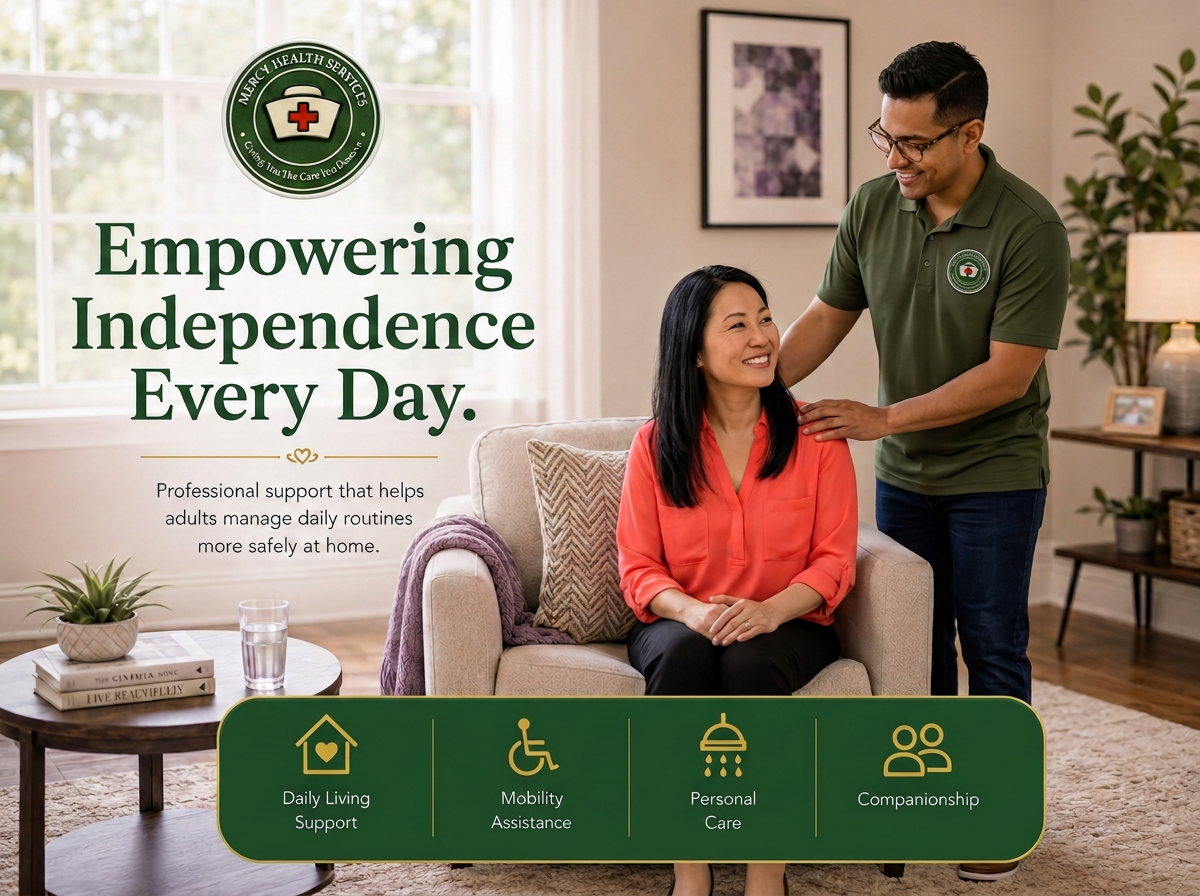 Caregiver assisting a woman with safer, easier daily living at home