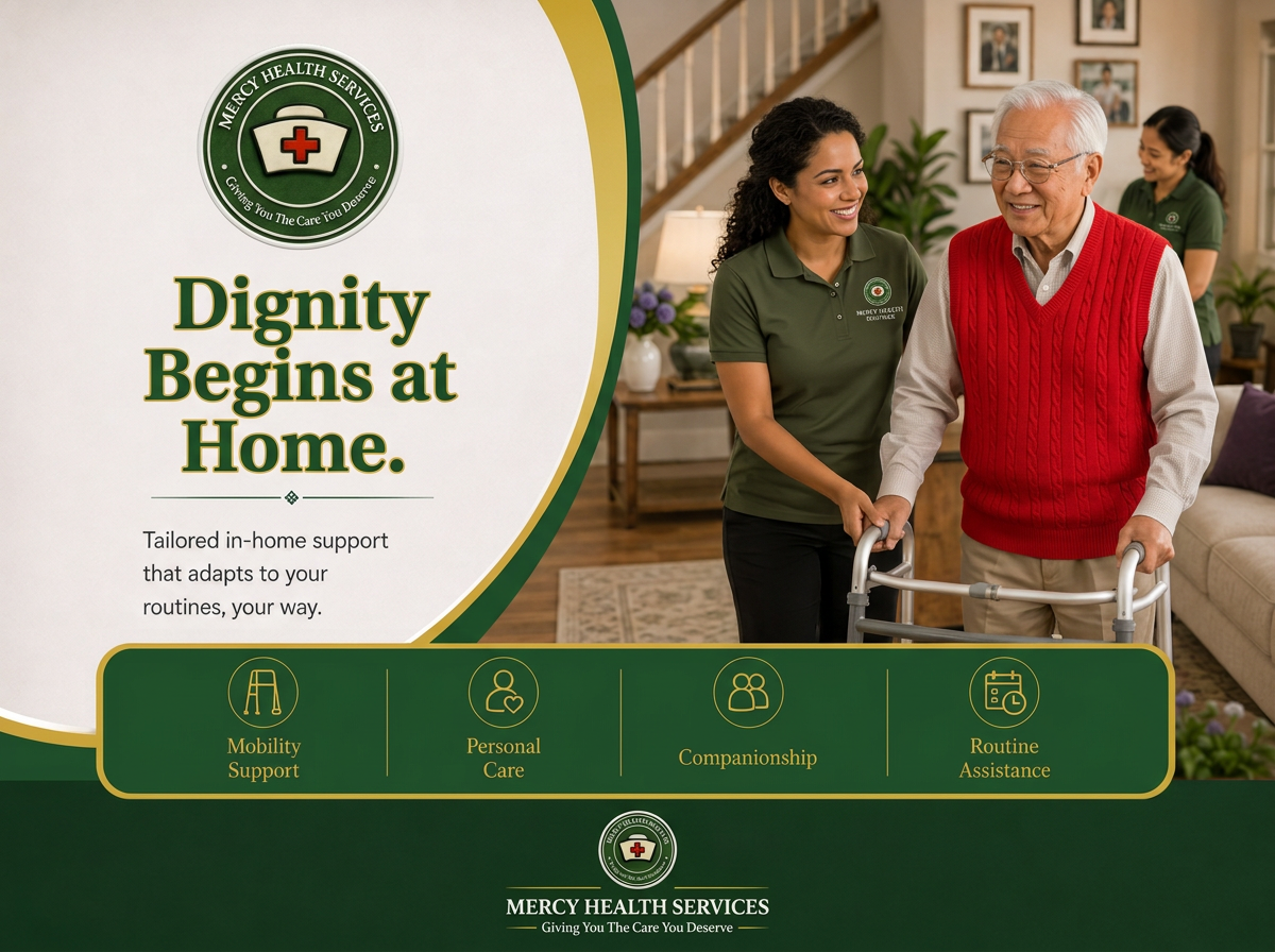 Caregiver supporting a senior woman using a walker at home
